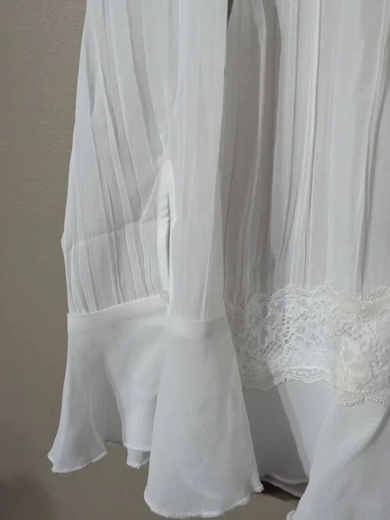 Free  People sheer white long sleeve blouse XL - Picture 8 of 12